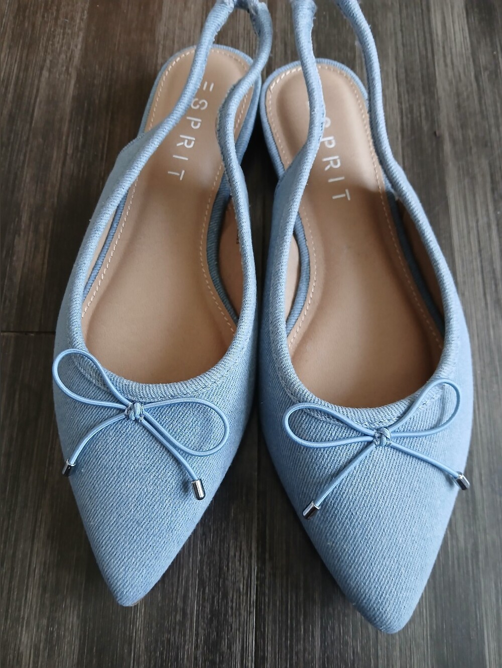 Stylish Esprit LIght Blue DenimPointed Toe Slingback Flats- Size 7